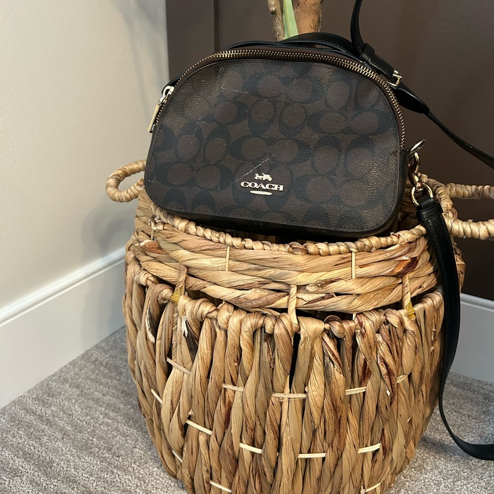 Coach Signature Brown and Black Crossbody Bag